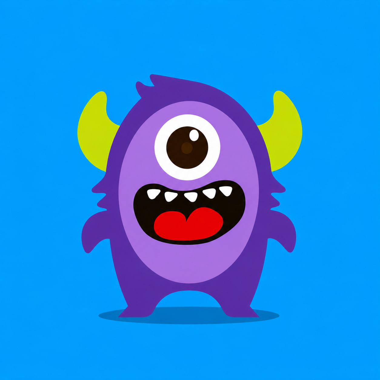 Purple Pogo on bright blue