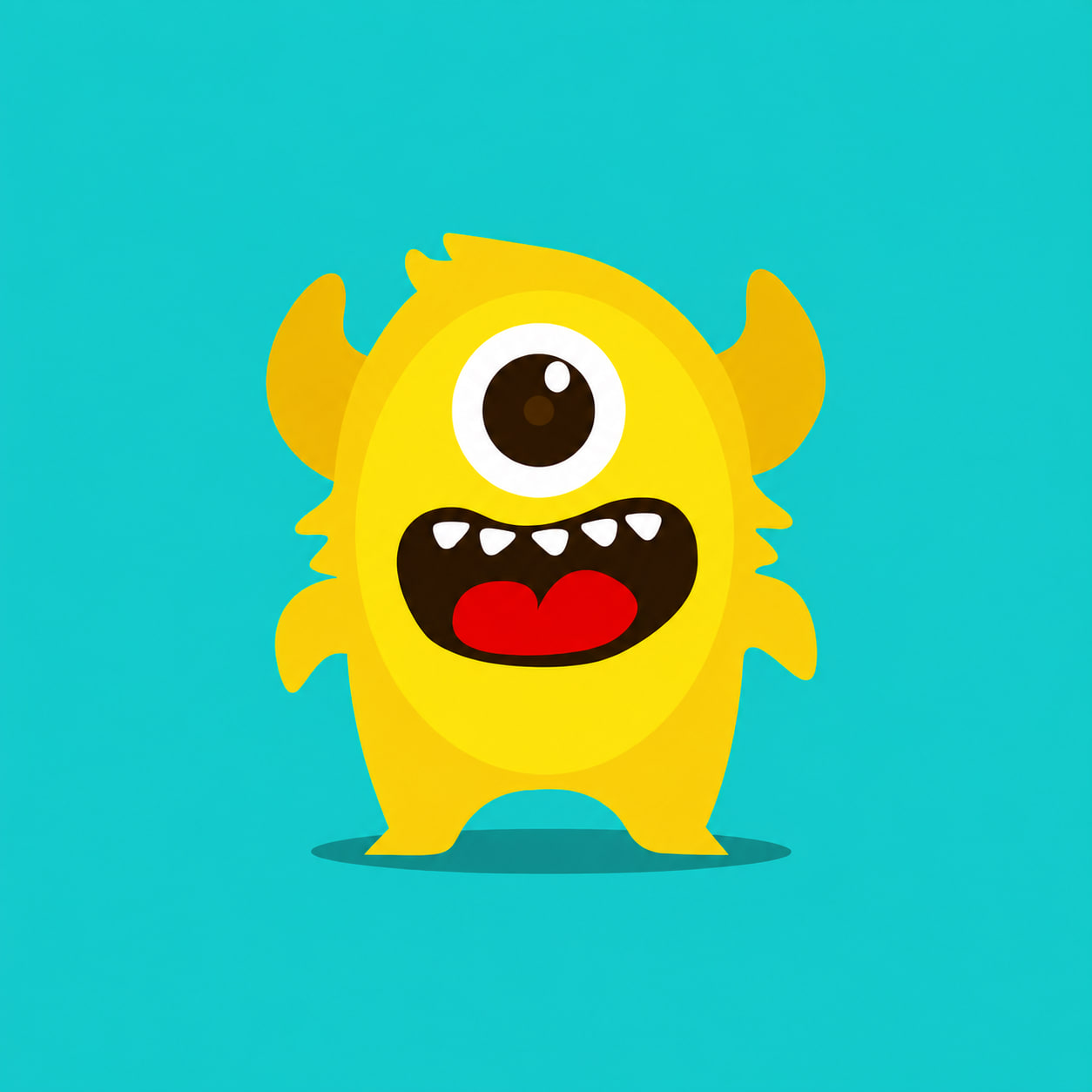 Yellow Pogo on a turquoise world
